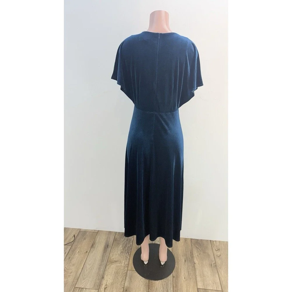 Taylor Womens Dress Blue Velvet Evening Flare Size 14 - Picture 4 of 15